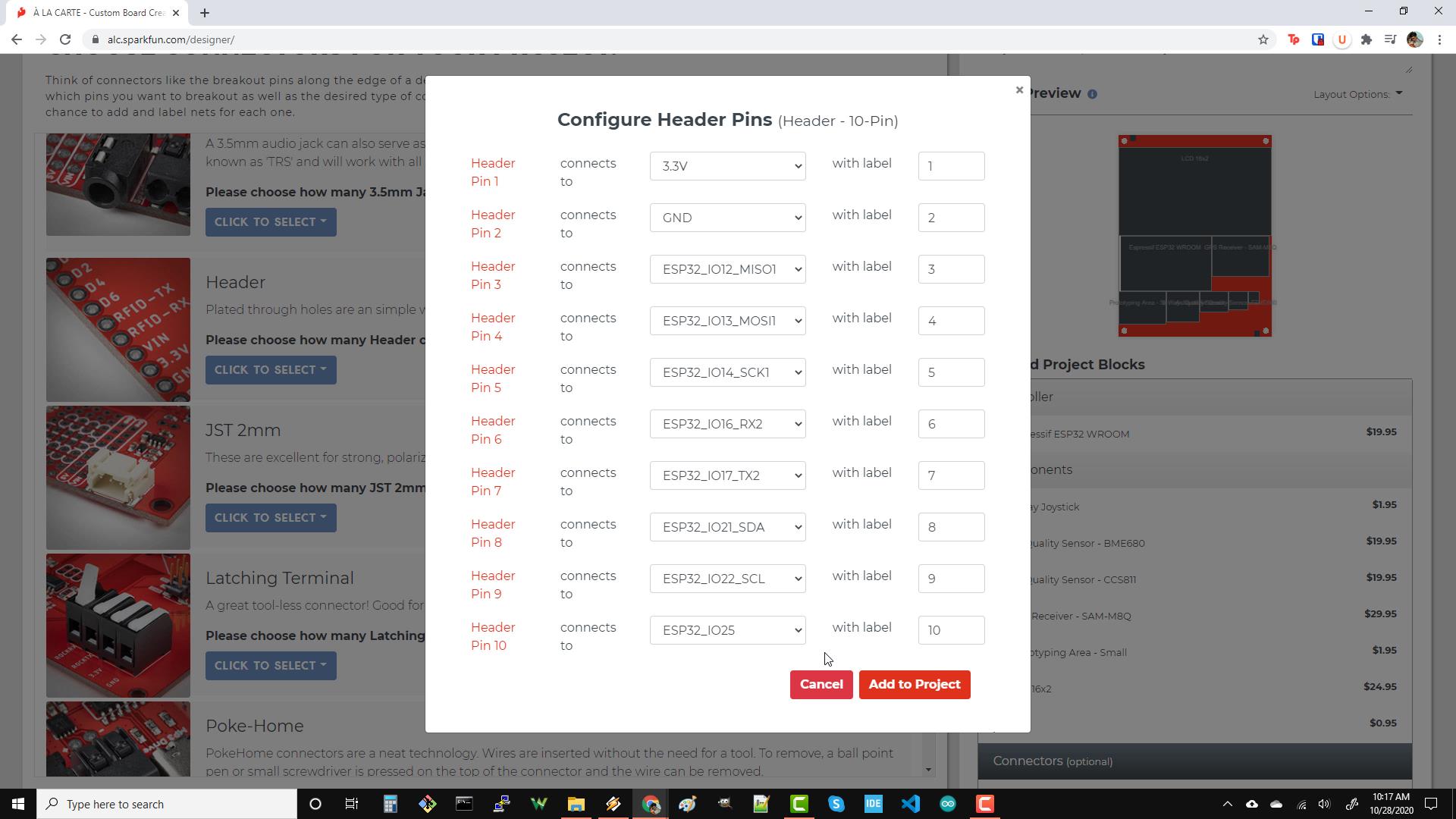 Defining header pins in SparkFun ALC